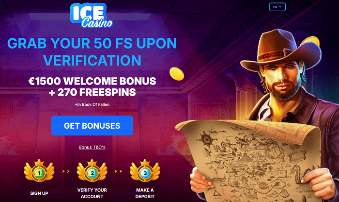 ICE Casino free spins no deposit on registration and verification 